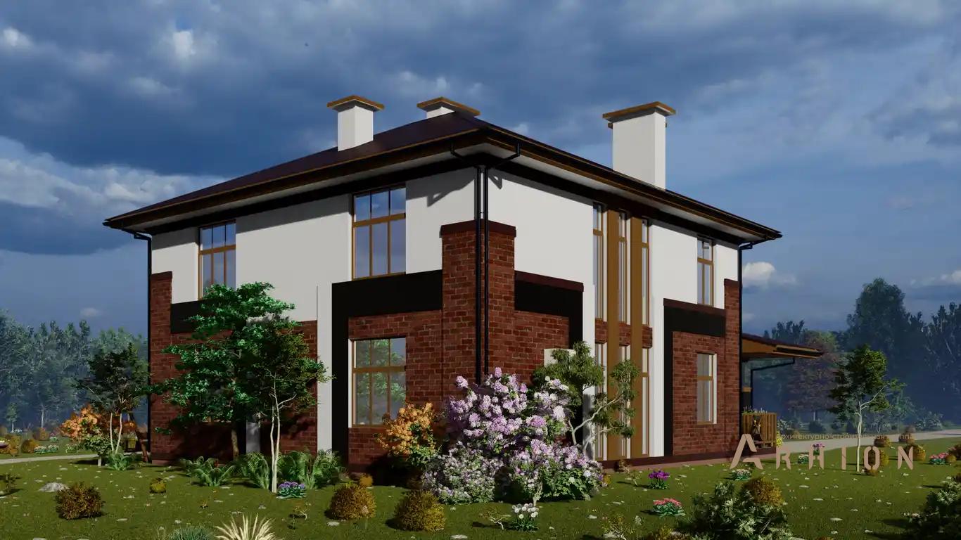 3. Проект двухэтажного дома в европейском стиле с плоской кровлей , h-1621, площадью - 260 кв c терассой